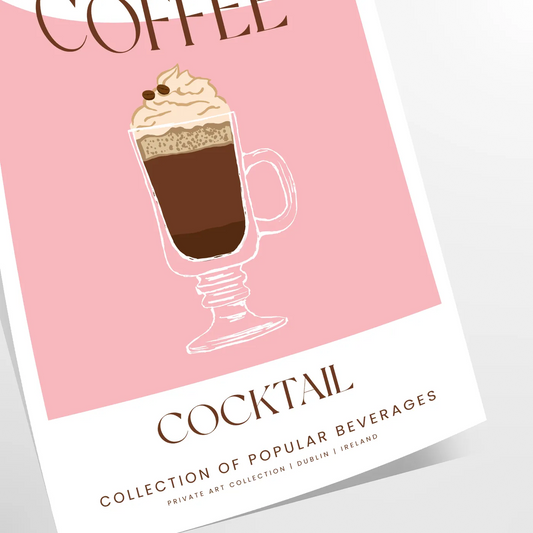 space Irish Coffee Cocktail Poster rich brown vibrant orange tones artwork perfect wall art gift lovers setting stunning print room A4 cm A0