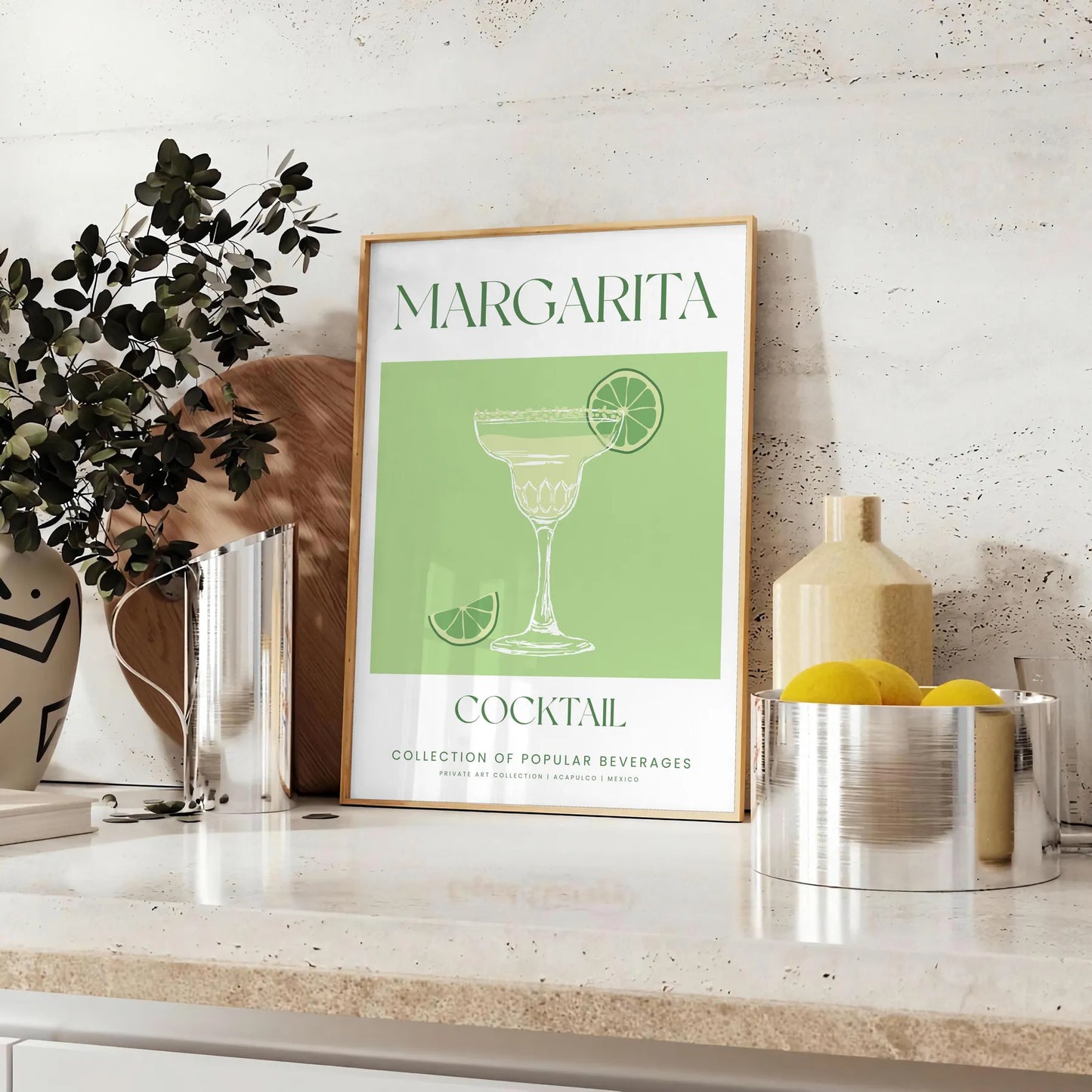 space vibrant margarita cocktail art poster refreshing green white hues wall print unique gift lovers room artwork A4 cm A0