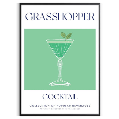 splash sophistication space Grasshopper Cocktail poster elegant gray green tones vibrant wall art perfect lovers unique gift stylish print room A4 cm A0 sizes