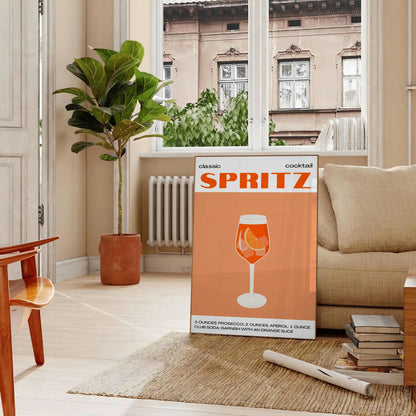 space stunning Cocktail Spritz poster vibrant orange hues sleek black backdrop wall art unique gift artwork touch sophistication room decor unframed selections