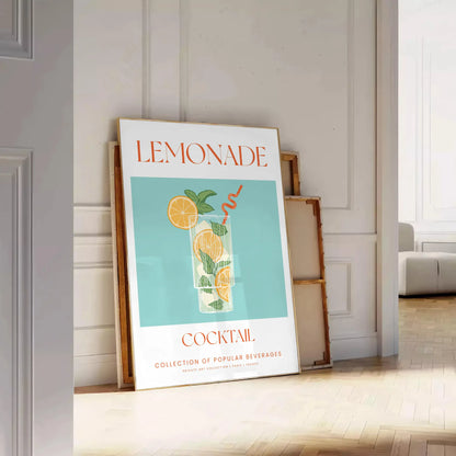 splash citrus charm decor Lemonade Cocktail Poster vibrant green orange hues print refreshing addition space wall art gift various sizes A4 cm A0