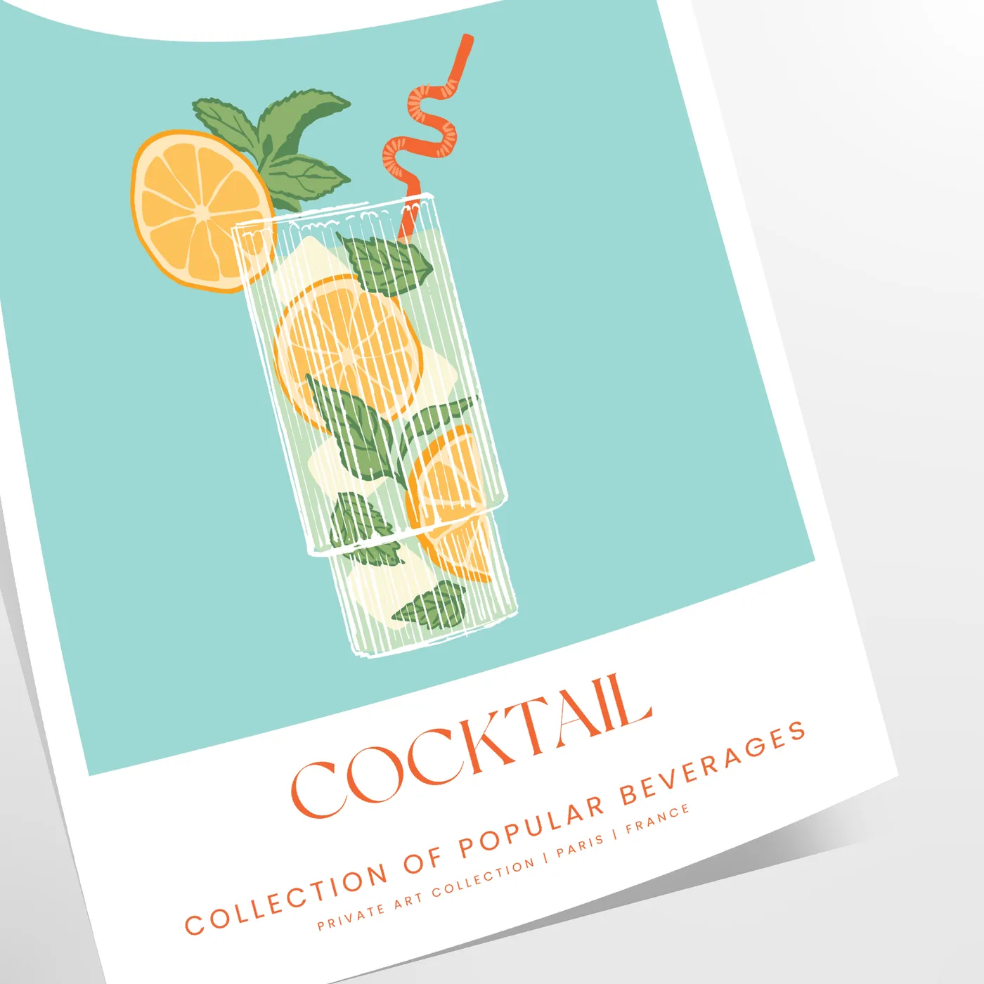splash citrus charm decor Lemonade Cocktail Poster vibrant green orange hues print refreshing addition space wall art gift various sizes A4 cm A0
