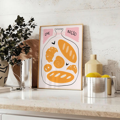 kitchen Love Bread poster captivating addition black green tones stunning wall art passion baking ideal gift charming artwork preference