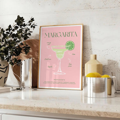 space vibrant Margarita Cocktail Poster refreshing green orange hues eye wall art perfect gift enthusiasts home decor lovers unframed options
