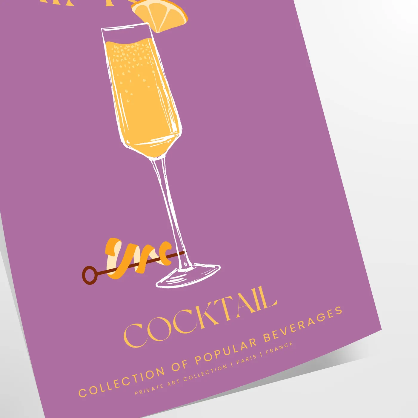 space vibrant Mimosa Cocktail Poster stunning blend yellow orange hues splash color room delightful gift sizes A4 cm A0 wall art today